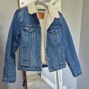 Levi's Blue Denim Sherpa Jacket